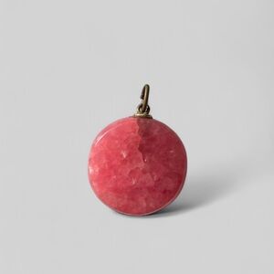 🦩Vtg Rhodochrosite & Brass Polished Pendant